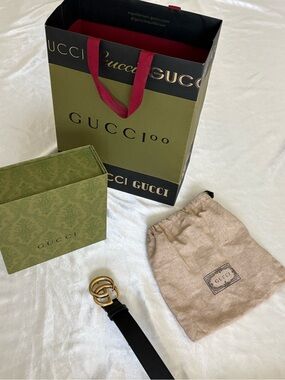 Authentic Gucci Black Double G Belt Full Packaging & Proof of Purchase Included